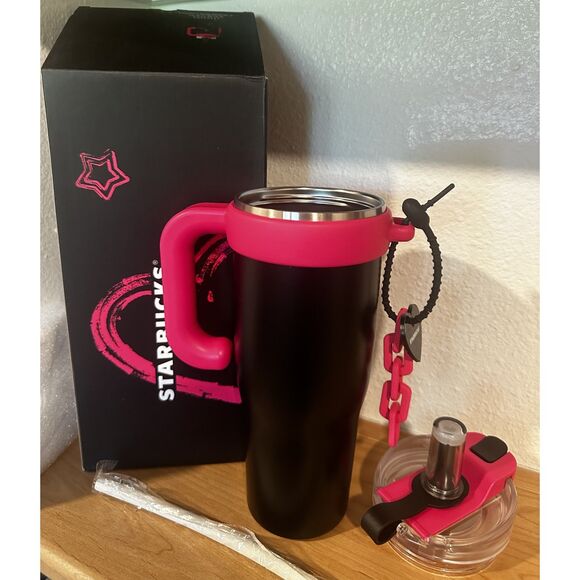 Starbucks China 2024 Colorful Summer Black & Pink Stainless Steel Cup NIB - Picture 2 of 5